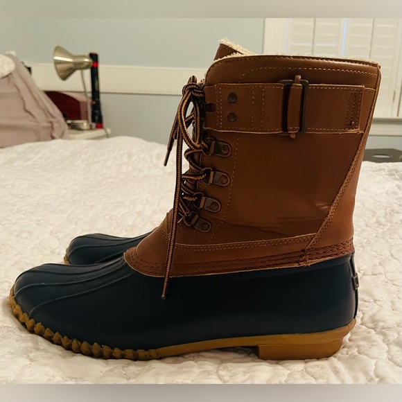 JBU Brown and Blue Winter Rain Boots - Picture 2 of 5